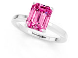 White gold Emerald Cut Pink Sapphire Solitaire Engagement Ring with Classic Band and Four-Prong Setting_61