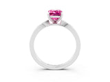 White gold Emerald Cut Pink Sapphire Solitaire Engagement Ring with Classic Band and Four-Prong Setting_63