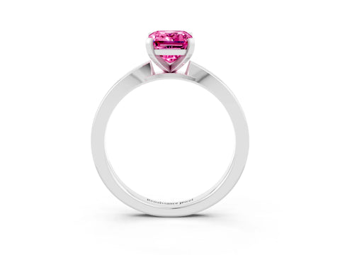 White gold Emerald Cut Pink Sapphire Solitaire Engagement Ring with Classic Band and Four-Prong Setting_63