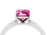 White gold Emerald Cut Pink Sapphire Solitaire Engagement Ring with Classic Band and Four-Prong Setting_64