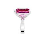 White gold Emerald Cut Pink Sapphire Solitaire Engagement Ring with Classic Band and Four-Prong Setting_65