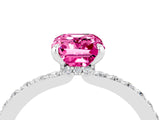 White gold Emerald Cut Pink Sapphire Solitaire Engagement Ring with Pavé Band and Four-Prong Setting_28
