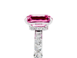 White gold Emerald Cut Pink Sapphire Solitaire Engagement Ring with Pavé Band and Four-Prong Setting_29