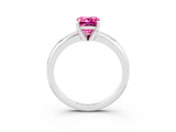 White gold Emerald Cut Pink Sapphire Solitaire Engagement Ring with Round Band and Four-Prong Setting_27