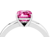 White gold Emerald Cut Pink Sapphire Solitaire Engagement Ring with Round Band and Four-Prong Setting_28
