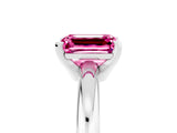 White gold Emerald Cut Pink Sapphire Solitaire Engagement Ring with Round Band and Four-Prong Setting_29