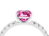 White gold Emerald Cut Pink Sapphire Solitaire Pavé Band with Four-Prong Setting_28