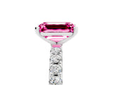White gold Emerald Cut Pink Sapphire Solitaire Pavé Band with Four-Prong Setting_29