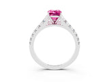 White gold Emerald Cut Pink Sapphire Solitaire Ring with Cathedral Setting and Pavé Band_27