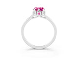 White gold Emerald Cut Pink Sapphire Solitaire Ring with Flower Prong Setting and Classic Band_75