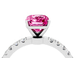 White gold Emerald Cut Pink Sapphire Solitaire Ring with Pavé Accents and Four-Prong Setting_28