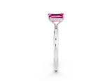 White gold Emerald Cut Pink Sapphire Solitaire Ring with Thin Band and Four-Prong Setting_38