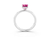 White gold Emerald Cut Pink Sapphire Solitaire Ring with Thin Band and Four-Prong Setting_39