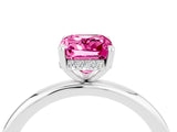 White gold Emerald Cut Pink Sapphire Solitaire Ring with Thin Band and Four-Prong Setting_40