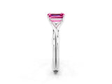 White gold Emerald Cut Pink Sapphire Solitaire Twist Band Prong Setting Ring_104