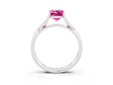 White gold Emerald Cut Pink Sapphire Solitaire Twist Band Prong Setting Ring_110