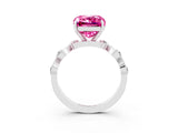 White gold Emerald Cut Pink Sapphire Solitaire Twisted Band with Round  Accents and Prong Setting_27