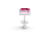 Silver 5.43 Carat Emerald Pink Sapphire Stud Earrings