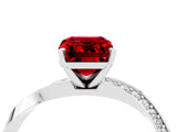 White gold Emerald Cut Ruby Engagement Ring with Side Stone Accents and Four-Prong Setting_31