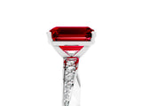 White gold Emerald Cut Ruby Engagement Ring with Side Stone Accents and Four-Prong Setting_32
