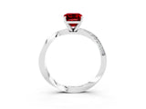 White gold Emerald Cut Ruby Engagement Ring with Side Stone Accents and Four-Prong Setting_75