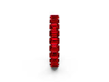 White gold Emerald Cut Ruby Eternity Band with Shared Prong Setting_8