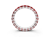 White gold Emerald Cut Ruby Eternity Band with Shared Prong Setting_9