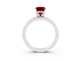 White gold Emerald Cut Ruby Milgrain Pavé Engagement Ring with Four-Prong Setting_15