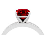 White gold Emerald Cut Ruby Milgrain Pavé Engagement Ring with Four-Prong Setting_16