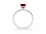 White gold Emerald Cut Ruby Pave Band Solitaire Ring with Four-Prong Setting_27
