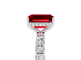 White gold Emerald Cut Ruby Pave Band Solitaire Ring with Four-Prong Setting_29