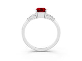 White gold Emerald Cut Ruby Ring with Side Stones and Four-Prong Setting_39