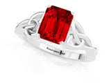 Silver Ruby Solitaire Celtic Knot Ring with Four-Prong Setting