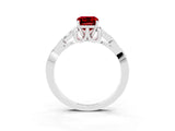 Silver Ruby Solitaire Celtic Knot Ring with Four-Prong Setting
