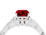 Silver Ruby Solitaire Celtic Knot Ring with Four-Prong Setting