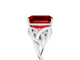 Silver Ruby Solitaire Celtic Knot Ring with Four-Prong Setting
