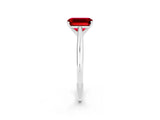 White gold Emerald Cut Ruby Solitaire Engagement Ring with Cathedral Setting and Four-Prong Mount_32