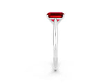 White gold Emerald Cut Ruby Solitaire Engagement Ring with Cathedral Setting and Four-Prong Mount_38