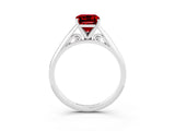 White gold Emerald Cut Ruby Solitaire Engagement Ring with Cathedral Setting and Four-Prong Mount_39