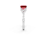 White gold Emerald Cut Ruby Solitaire Engagement Ring with Celtic Knot Band and Four-Prong Setting_2