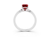 White gold Emerald Cut Ruby Solitaire Engagement Ring with Classic Band and Four-Prong Setting_27