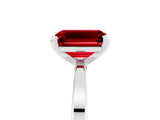 White gold Emerald Cut Ruby Solitaire Engagement Ring with Classic Band and Four-Prong Setting_29