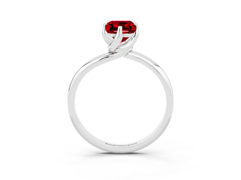 White gold Emerald Cut Ruby Solitaire Engagement Ring with Four-Prong Setting and Classic Band_15