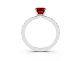 White gold Emerald Cut Ruby Solitaire Engagement Ring with Pavé Band and Four-Prong Setting_3