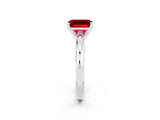 White gold Emerald Cut Ruby Solitaire Engagement Ring with Round Band and Four-Prong Setting_2