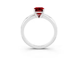 White gold Emerald Cut Ruby Solitaire Engagement Ring with Round Band and Four-Prong Setting_3