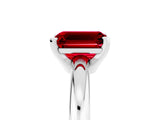 White gold Emerald Cut Ruby Solitaire Engagement Ring with Round Band and Four-Prong Setting_5
