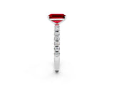 White gold Emerald Cut Ruby Solitaire Pavé Band with Four-Prong Setting_2