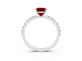 White gold Emerald Cut Ruby Solitaire Pavé Band with Four-Prong Setting_3