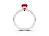 White gold Emerald Cut Ruby Solitaire Pavé Engagement Ring with Round Band and Prong Setting_15